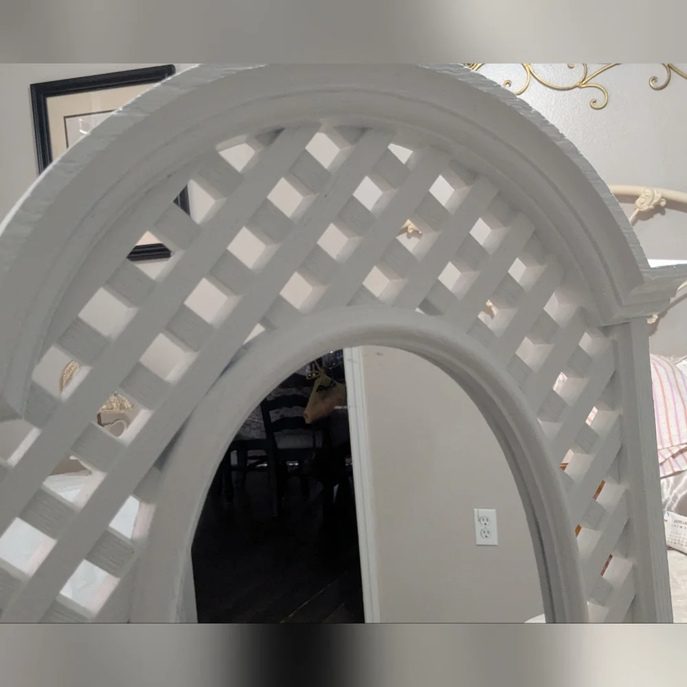 Vintage Burwood White Resin Lattice Mirror
